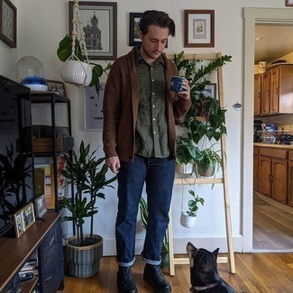 Как носить кардиган с джинсами мужчине