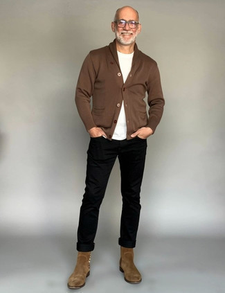 Как носить кардиган с джинсами мужчине