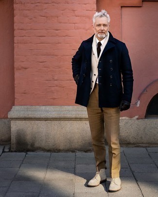 Как носить кардиган с полупальто