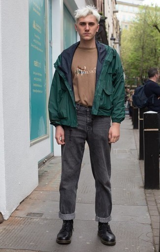 Как носить повседневные ботинки с ветровкой мужчине