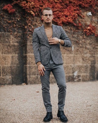 Какие повседневные ботинки носить с темно-серым пиджаком мужчине
