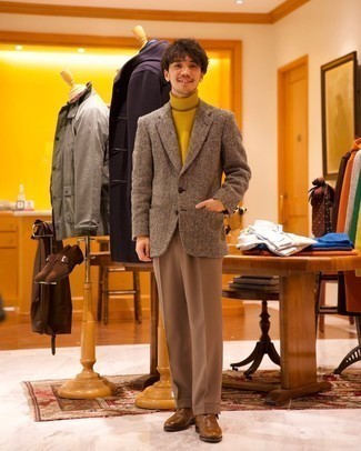 Какие ботинки челси носить с темно-серым пиджаком мужчине