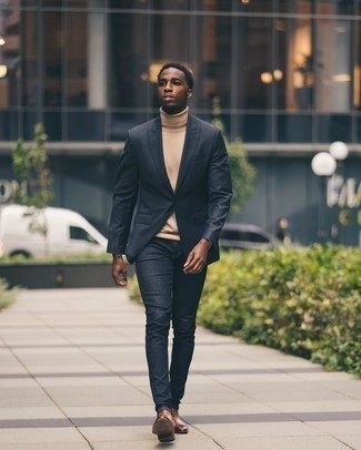 Какие ботинки челси носить с темно-серым пиджаком мужчине