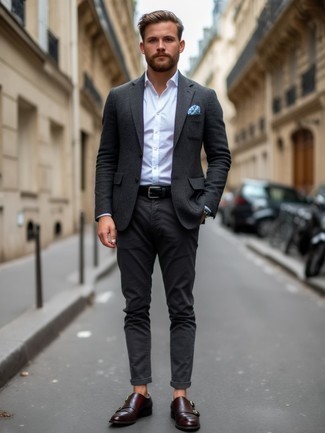 Какие монки носить с темно-серым пиджаком