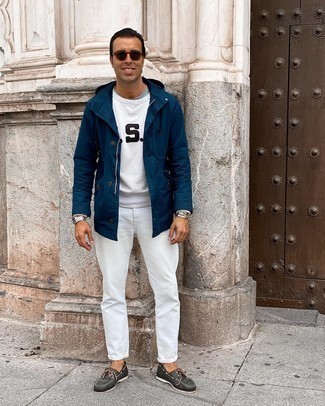 С чем носить темно-серые топсайдеры