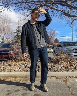 С чем носить темно-серые ботинки мужчине