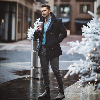 С чем носить темно-серые ботинки мужчине