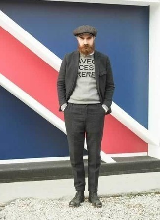 С чем носить темно-серые ботинки мужчине