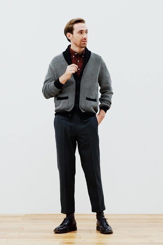 Какие броги носить с темно-серым кардиганом