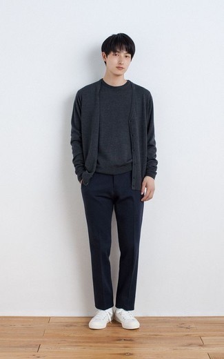 С чем носить темно-серый кардиган мужчине