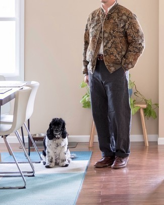 Какие бомберы носить с темно-серыми брюками чинос