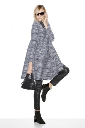 Какие ботильоны носить с темно-серым пальто