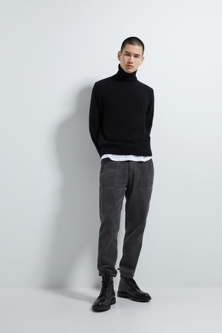 С чем носить темно-серые вельветовые брюки чинос