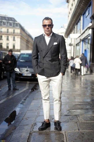 Какие монки носить с темно-серым двубортным пиджаком