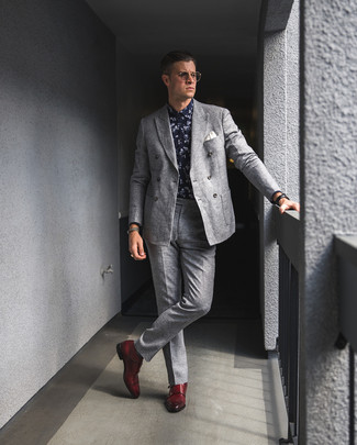 Какие монки носить с темно-серым двубортным пиджаком