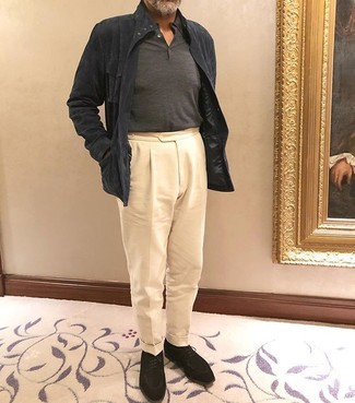 С чем носить темно-серую полевую куртку