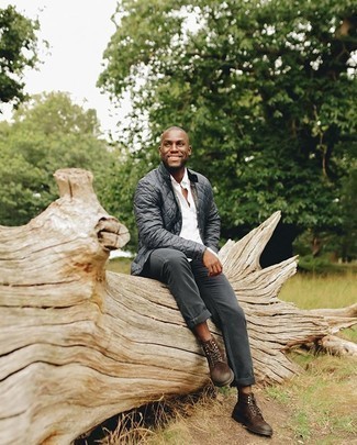 С чем носить темно-серую полевую куртку