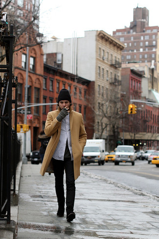 С чем носить темно-серые перчатки мужчине