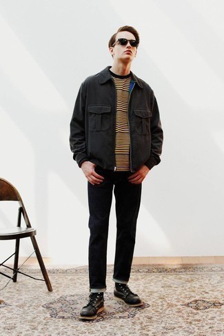 С чем носить темно-серую куртку харрингтон