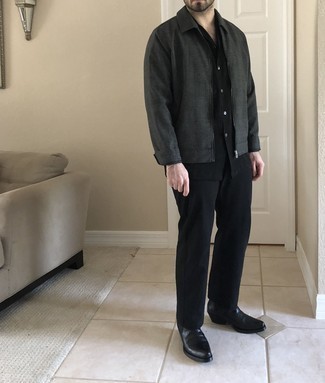 С чем носить темно-серую куртку харрингтон