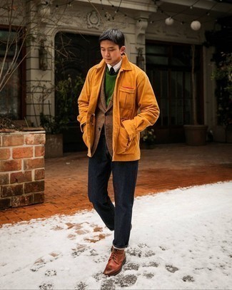 Какие ботинки броги носить с темно-серыми джинсами