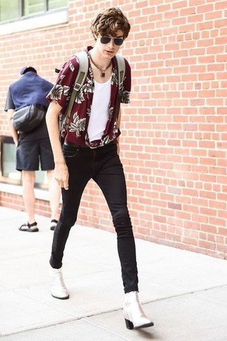 С чем носить темно-серые кожаные ботинки мужчине