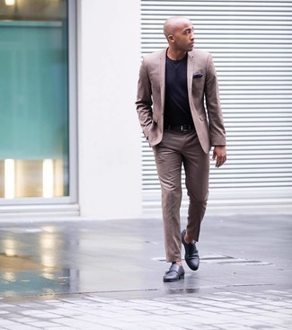 С чем носить темно-серые кожаные монки