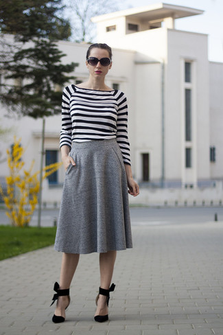 С чем носить темно-серую юбку-миди