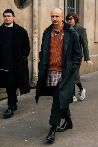 С чем носить темно-серое длинное пальто