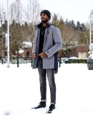 Какие повседневные ботинки носить с темно-серой паркой мужчине