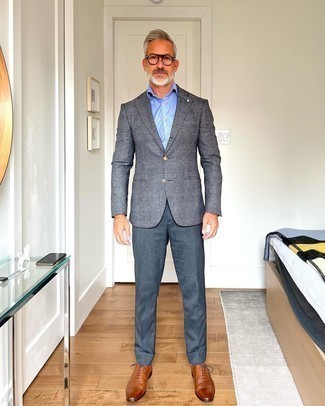 С чем носить темно-серый пиджак в шотландскую клетку мужчине