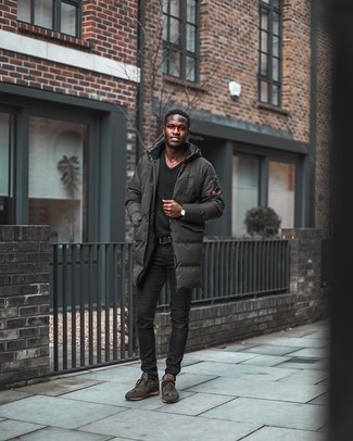 С чем носить темно-серый пуховик мужчине