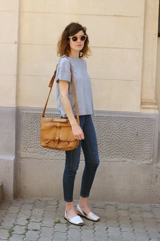 С чем носить темно-серые джинсы скинни