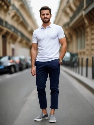 С чем носить темно-серые слипоны мужчине