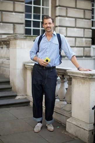 С чем носить темно-серые замшевые туфли дерби