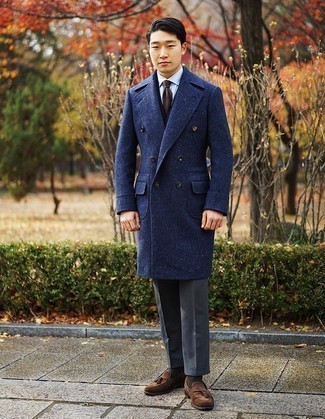 Какие лоферы носить с темно-серым костюмом