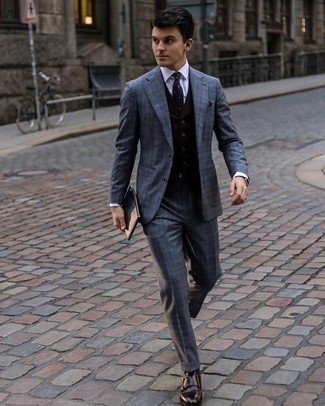 Какие монки носить с темно-серым костюмом