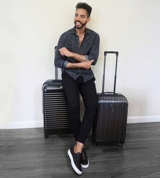 С чем носить темно-серый чемодан мужчине