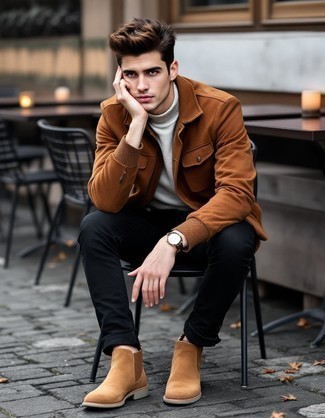 Какие бомберы носить с темно-серой водолазкой мужчине