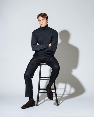 С чем носить темно-серую водолазку мужчине