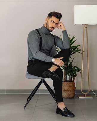 С чем носить темно-серую водолазку мужчине