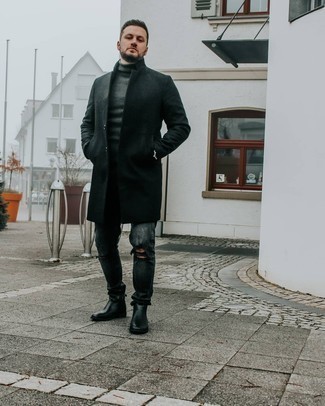 С чем носить темно-серую водолазку мужчине