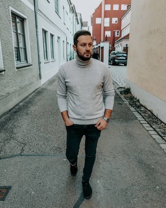 С чем носить темно-серую водолазку мужчине