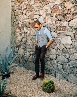 С чем носить темно-серый жилет