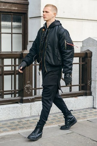 С чем носить темно-серые шерстяные перчатки мужчине