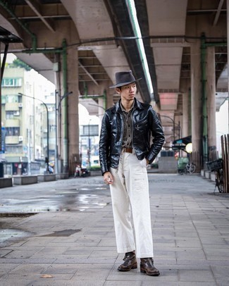 С чем носить темно-серую шерстяную шляпу мужчине