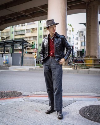 С чем носить темно-серую шерстяную шляпу мужчине