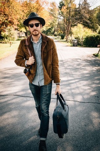 С чем носить темно-серую шерстяную шляпу мужчине