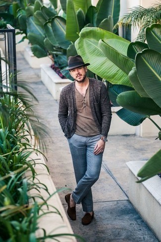 С чем носить темно-серую шерстяную шляпу мужчине