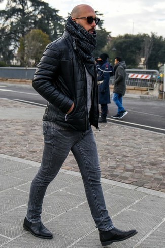 С чем носить темно-серый шерстяной шарф мужчине